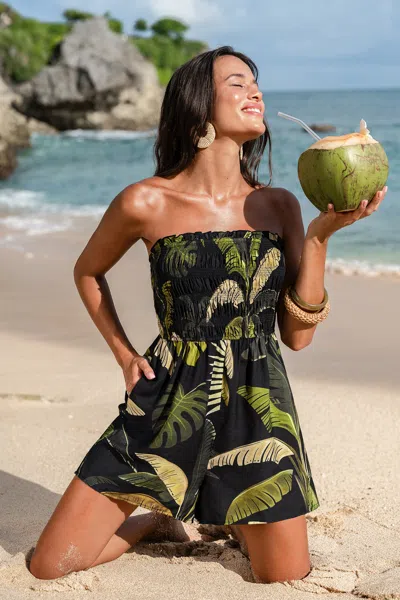 Cupshe Island Route Tropical Romper In Black
