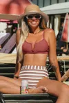 Cupshe It Gal Striped Bikini Set In Brown