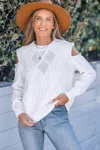 Cupshe Ivory Cutout Long Sleeve Sweater In White