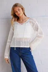 Cupshe Ivory Lace-up V-neck Sweater Top In White