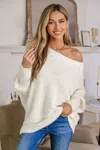 Cupshe Ivory Off-shoulder Puff Sleeve Sweater In White
