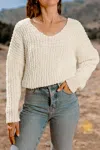 Cupshe Ivory Scoop Neck Drop Shoulder Long Sleeve Sweater In Neutral