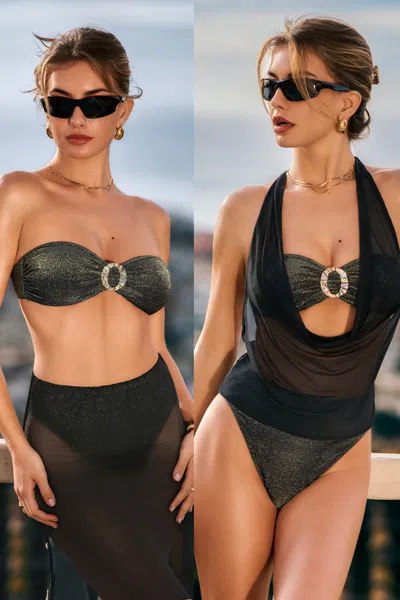 Cupshe Je Ne Sais Quoi Black 2-piece Swimsuit Set