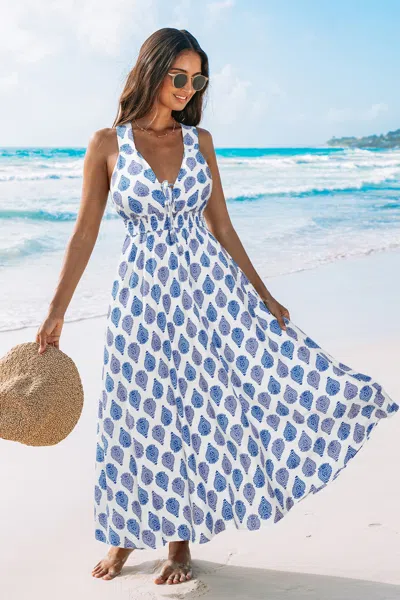 Cupshe Jet Life Geo Maxi Dress In Blue