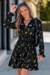 Cupshe Just Bloomed Floral Mini Dress In Black