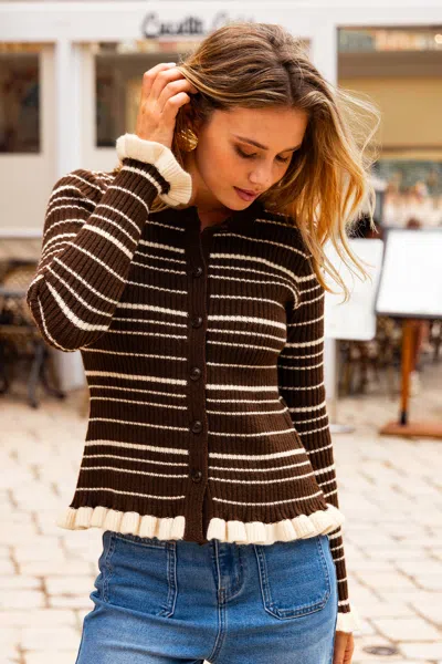 Cupshe Just Lovely Striped Cardigan In Brown