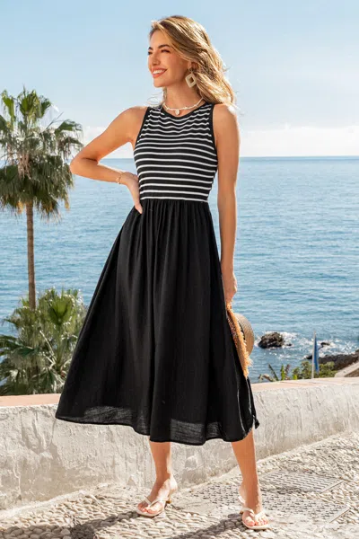 Cupshe Juxtapose It Striped Midi Dress In Black