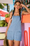 Cupshe Keep Winning Denim Romper In Blue