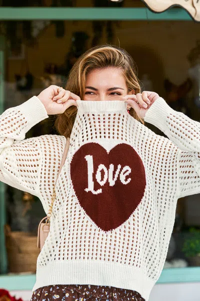 Cupshe L-o-v-e Heart Top In Brown