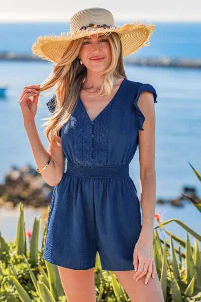 Cupshe La Jolla Waves Blue Romper