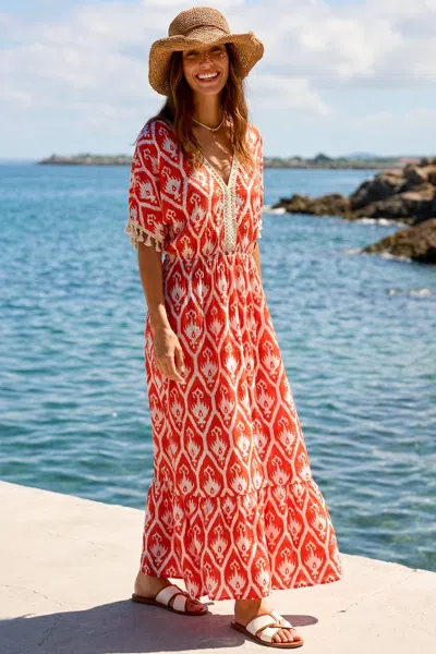 Cupshe La Sunset Ornate Maxi Dress In Red