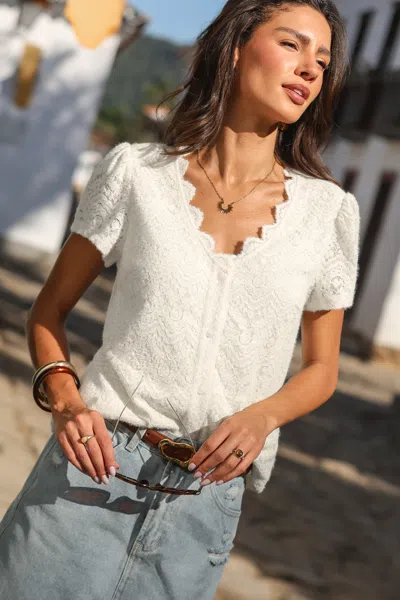 Cupshe Lacey Details Beige Top