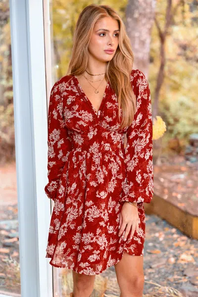 Cupshe Lady Like Floral Mini Dress In Red