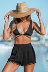 Cupshe Lara Tassel Cover-up Shorts In Black