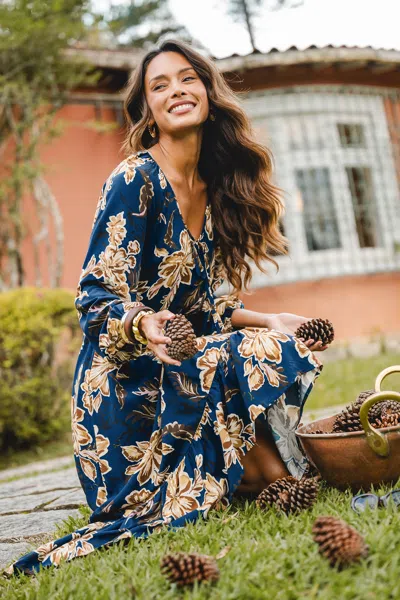Cupshe Let It Happen Floral Maxi Dress In Blue