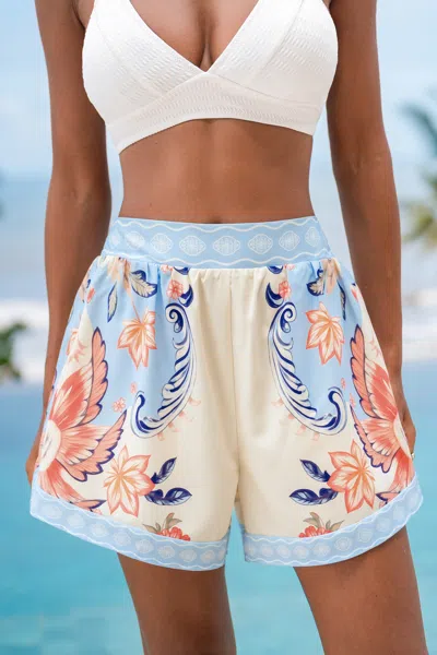 Cupshe Light Touch Tropical Shorts In Blue