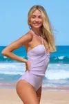 Cupshe Lilac Ribbed V-wire One-piece Swimsuit In Purple