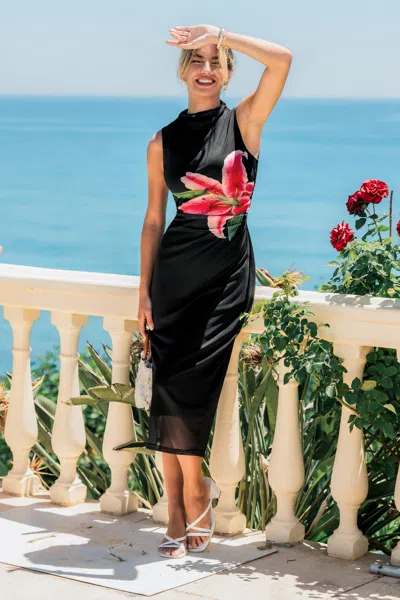 Cupshe Lily Lane Floral Midi Dress In Black