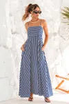Cupshe Line By Line Striped Maxi Dress In Blue