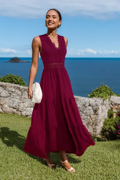 Cupshe Little Details Maroon Maxi Dress