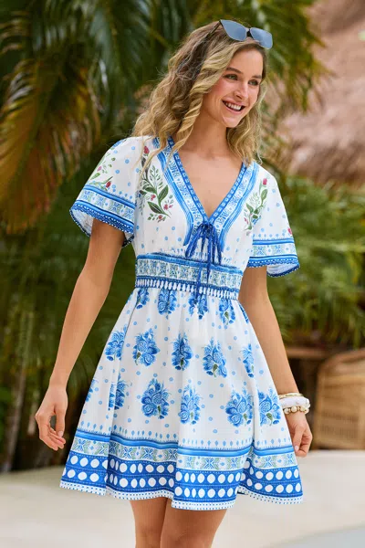 Cupshe Little Moments Floral Mini Dress In Blue