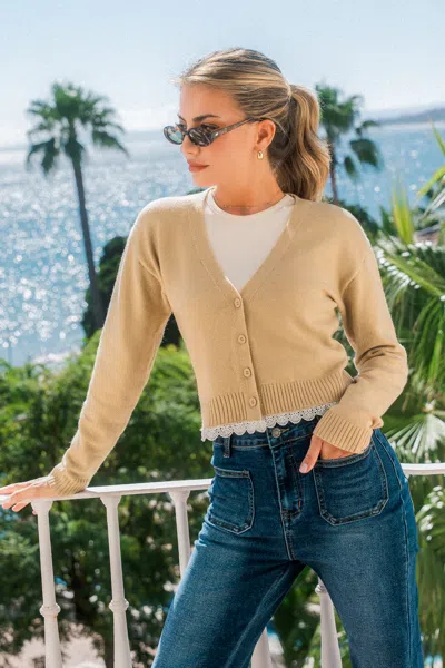 Cupshe Little Something Khaki Cardigan In Brown