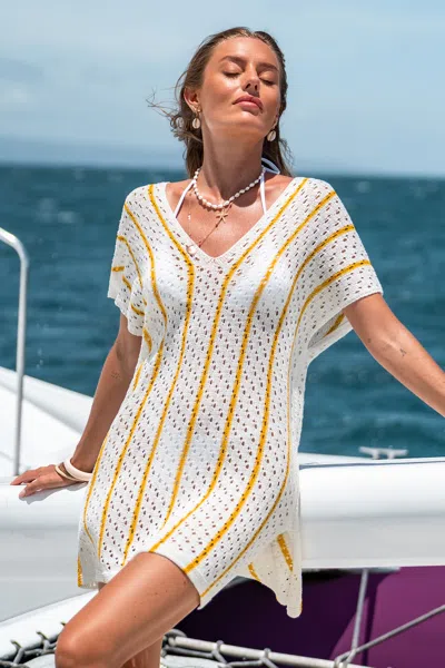 Cupshe Little Sunshine Striped Cover-up Mini Dress In White