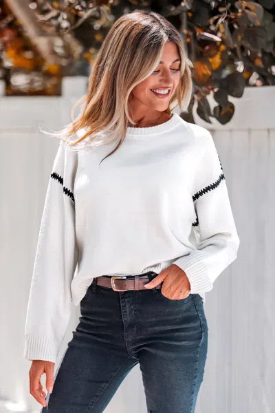 Cupshe Live For Today Cream Sweater