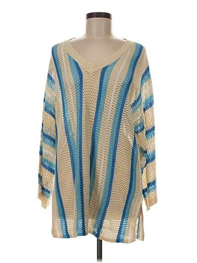 Pre-owned Cupshe Long Sleeve Blouse In Blue