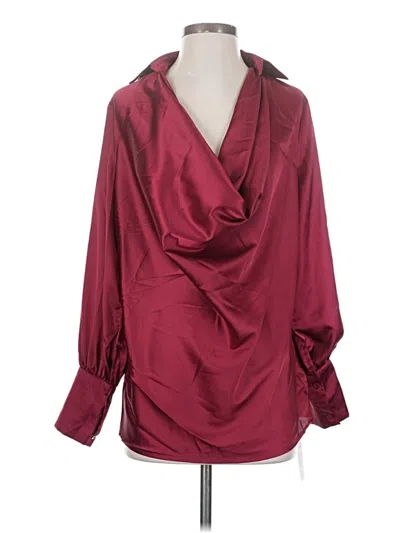 Pre-owned Cupshe Long Sleeve Blouse In Burgundy