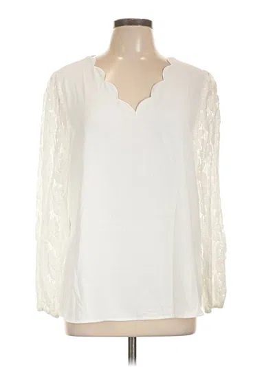 Pre-owned Cupshe Long Sleeve Blouse In White