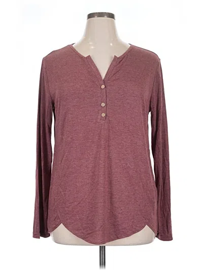 Pre-owned Cupshe Long Sleeve Henley Shirt In Burgundy