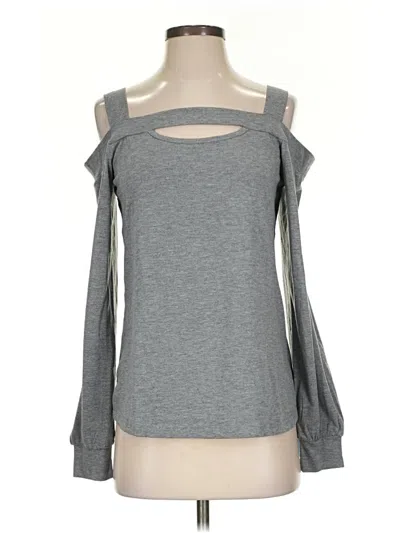 Pre-owned Cupshe Long Sleeve Top Gray Cold Shoulder Neckline Tops