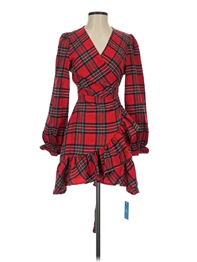 Pre-owned Cupshe Long Sleeve Top Red Plunge Neckline Tops