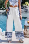 Cupshe Loose Lines Ornate Pants In White