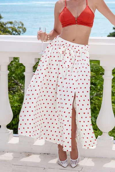 Cupshe Love At First Sight Heart Maxi Skirt In Multi