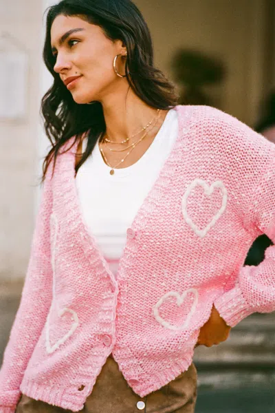 Cupshe Love Bug Heart Cardigan In Pink