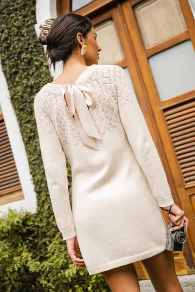 Cupshe Love Note Beige Mini Sweater Dress In Neutral