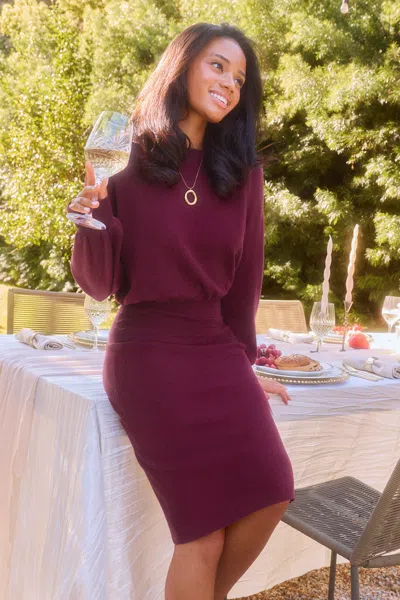 Cupshe Lovely Time Red Midi Sweater Dress In Purple