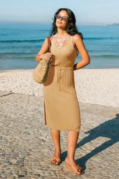 Cupshe Lucky Penny Khaki Midi Dress In Brown