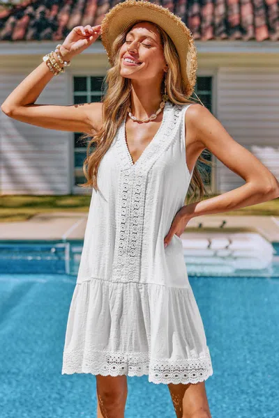Cupshe Mariposa White Cover-up Mini Dress