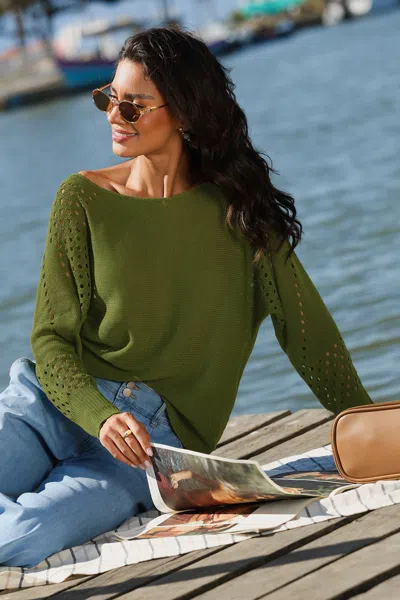 Cupshe Meadow Morning Green Sweater In Gray