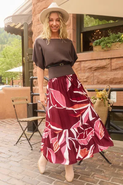 Cupshe Meadow Walk Tropical Maxi Skirt In Red