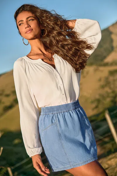 Cupshe Meet Cute Light Wash Denim Mini Skirt In Sky