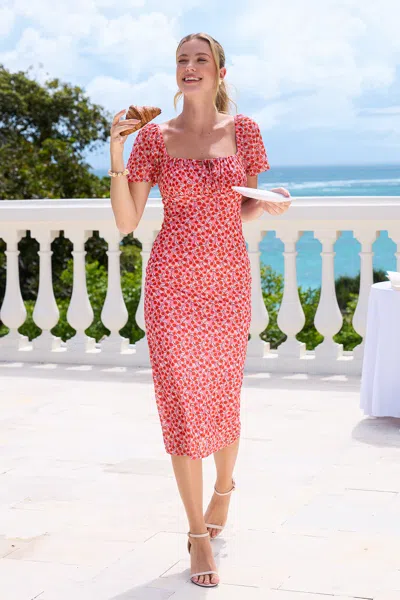 Cupshe Midtown Floral Midi Dress In Red