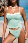 Cupshe Mint For You Green Tankini Set In Blue