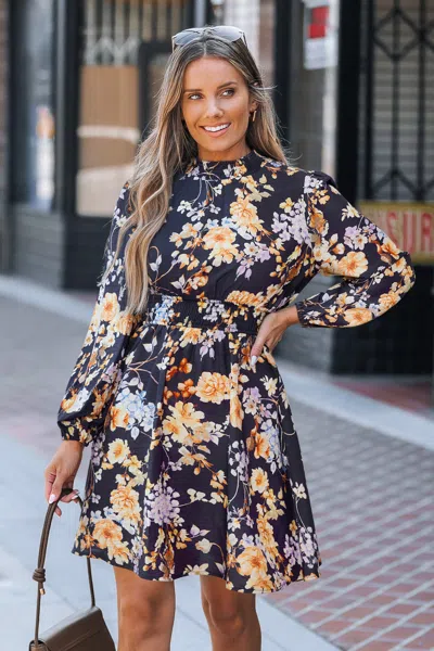 Cupshe Miss Multi-faceted Floral Mini Dress In Blue