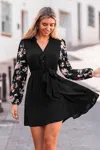 Cupshe Missed Connection Floral Mini Dress In Black