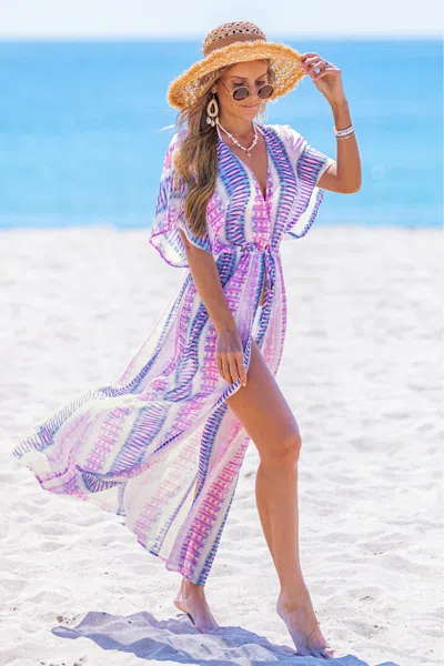 Cupshe Mixed Feelings Abstract Cover-up Maxi Dress In Purple