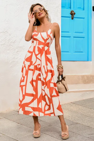 Cupshe Molten Sun Abstract Maxi Dress In Orange